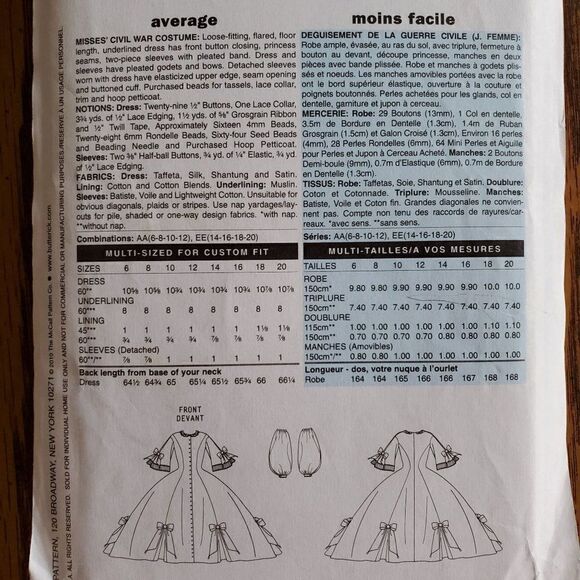 00s Butterick Pattern B5543 Uncut Civil War Southern Bell Dress 6 8 10 12 - Picture 3 of 3